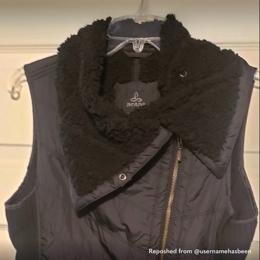 Prana Black Sherpa Fleece Jacket Vest